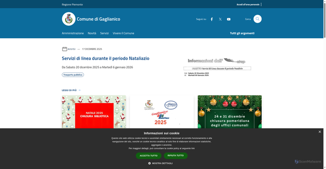 Security scan screenshot of https://www.comune.gaglianico.bi.it/it