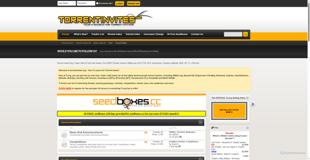 Security scan screenshot of https://torrentinvites.org