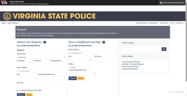 Security scan screenshot of https://www.vspsor.com/Search