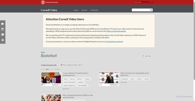 Security scan screenshot of https://www.cornell.edu/VIDEO/tags/basketball