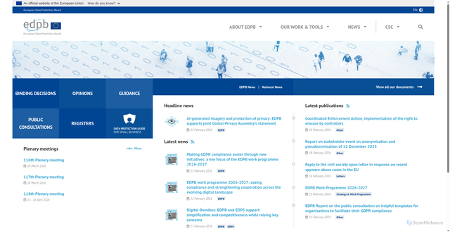 Security scan screenshot of https://www.edpb.europa.eu