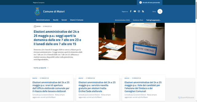 Security scan screenshot of https://www.comune.maiori.sa.it