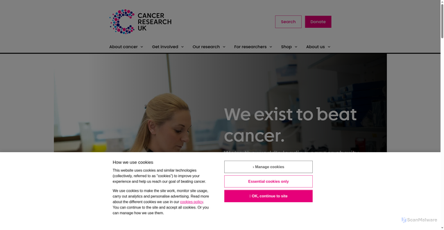 Security scan screenshot of https://www.cancerresearchuk.org