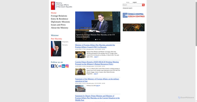 Security scan screenshot of https://mzv.gov.cz