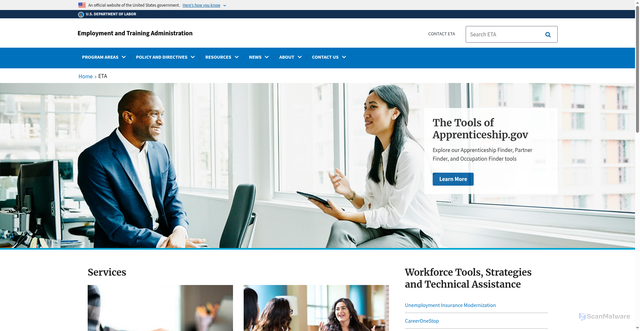Security scan screenshot of https://www.dol.gov/agencies/eta
