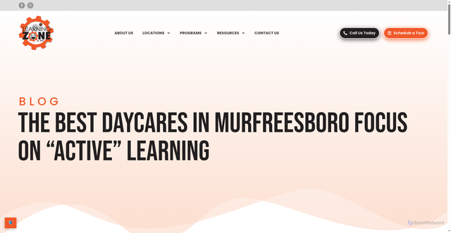 Security scan screenshot of https://learningzonechildcare.com/the-best-daycares-in-murfreesboro-focus-on-active-learning/