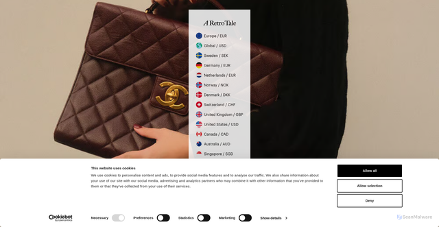 Security scan screenshot of https://aretrotale.com/