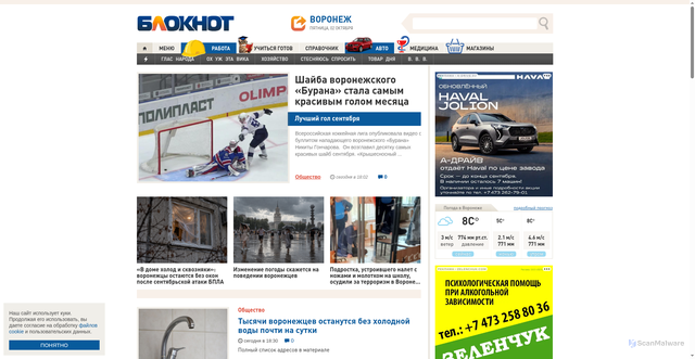 Security scan screenshot of https://bloknot-voronezh.ru