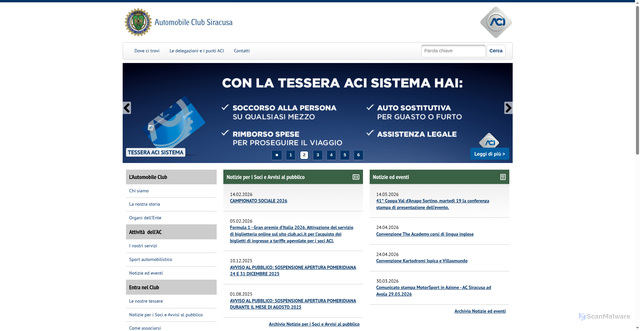 Security scan screenshot of https://www.siracusa.aci.it
