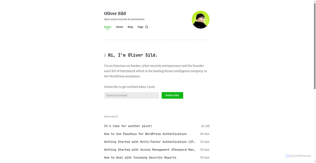 Security scan screenshot of https://oliversild.com/