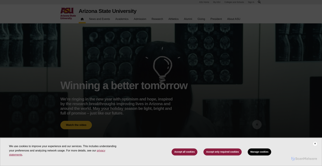 Security scan screenshot of https://www.asu.edu/