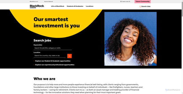 Security scan screenshot of https://careers.blackrock.com