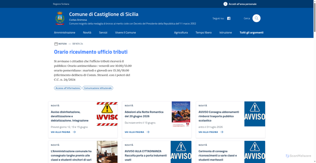 Security scan screenshot of https://www.comune.castiglionedisicilia.ct.it