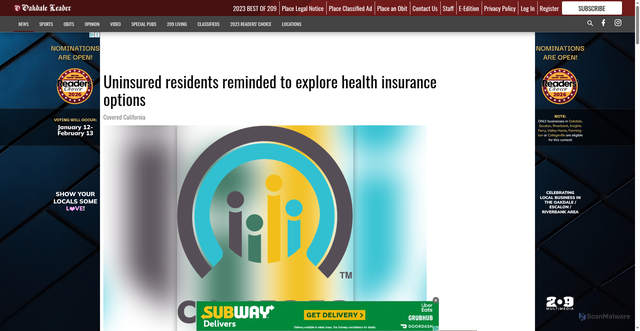 Security scan screenshot of https://www.oakdaleleader.com/news/uninsured-residents-reminded-to-explore-health-insurance-options/