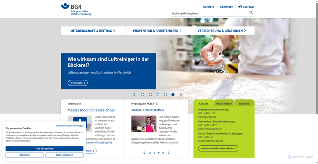 Security scan screenshot of http://www.bgn.de