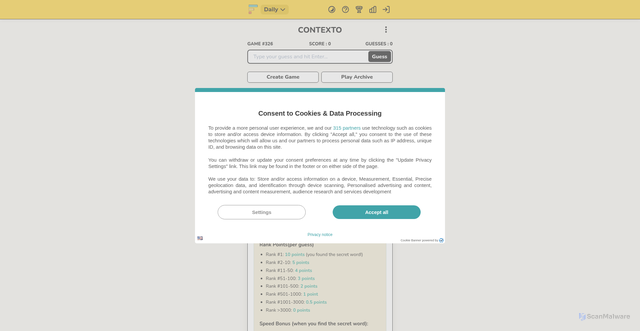 Security scan screenshot of https://www.contexto.fun/