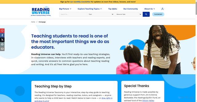 Security scan screenshot of https://readinguniverse.org