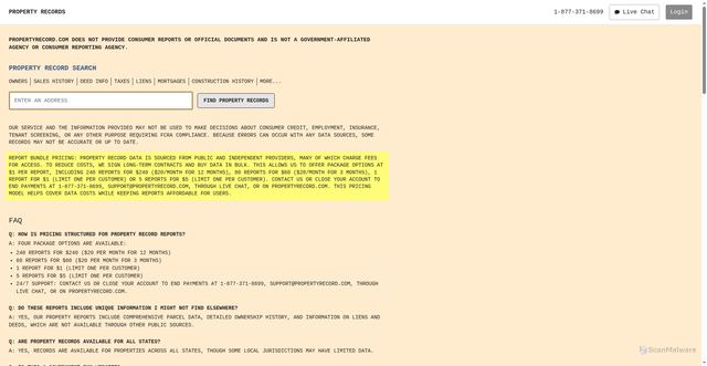 Security scan screenshot of https://www.propertyrecord.com
