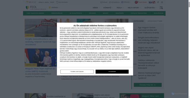 Security scan screenshot of https://feol.hu