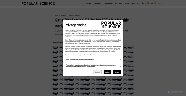 Security scan screenshot of https://www.popsci.com/gear/playstation-5-slim-black-friday-deal-amazon/