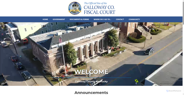Security scan screenshot of https://callowaycountyky.gov/