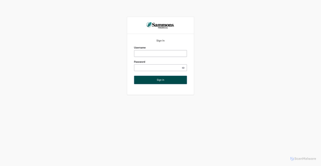 Security scan screenshot of https://login.sammonsfinancialgroup.com
