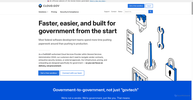Security scan screenshot of https://cloud.gov/