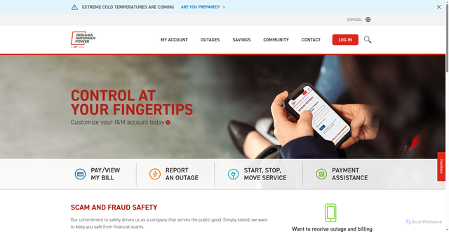 Security scan screenshot of https://www.indianamichiganpower.com