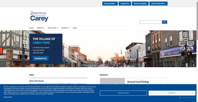 Security scan screenshot of https://www.careyohio.gov/