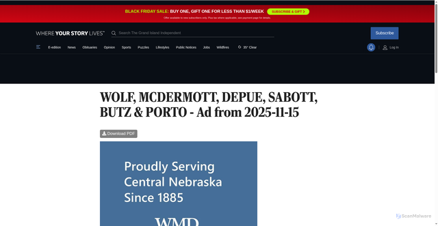 Security scan screenshot of https://theindependent.com/ads/other/pdfdisplayad_f39ef3a0-1e7a-5b9b-9819-780d69cd75dc.html