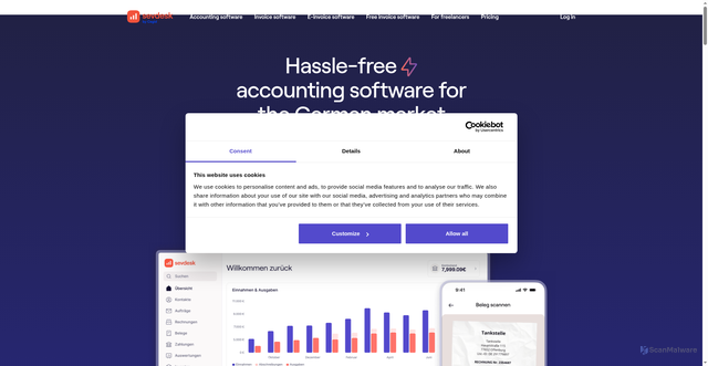 Security scan screenshot of https://sevdesk.com