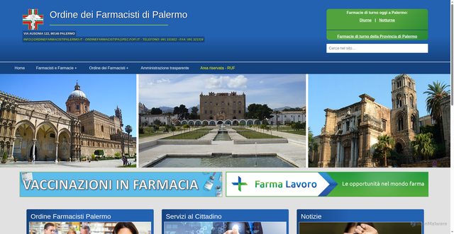 Security scan screenshot of https://www.ordinefarmacistipalermo.it/home.page.asp