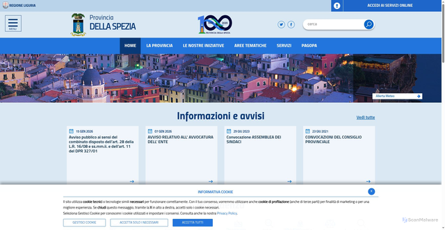 Security scan screenshot of https://www.provincia.sp.it/home