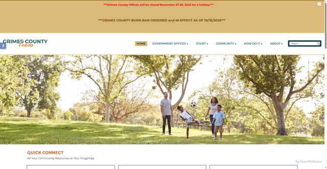 Security scan screenshot of https://grimescountytexas.gov/