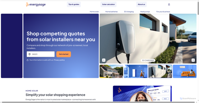 Security scan screenshot of https://pages.energysage.com