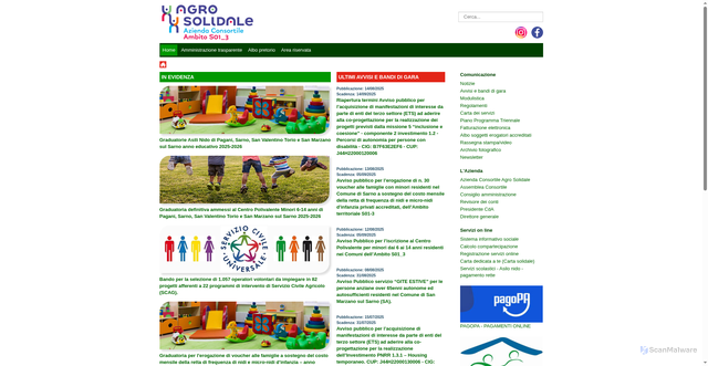 Security scan screenshot of https://www.agrosolidale.it/