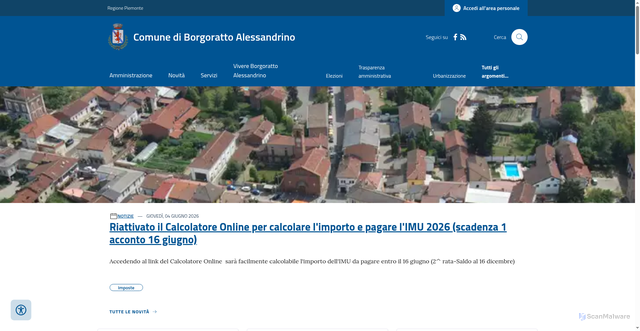 Security scan screenshot of https://www.comune.borgoratto.al.it
