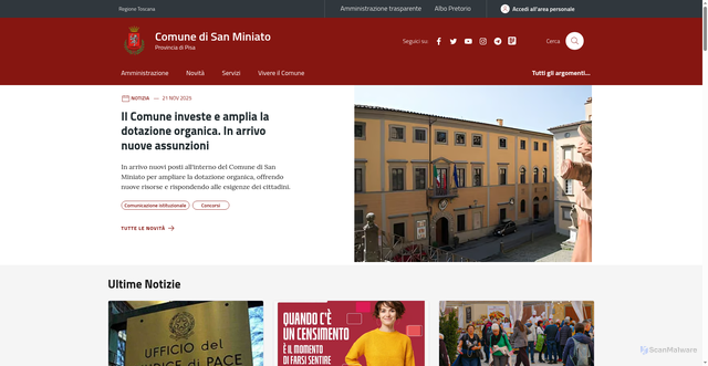 Security scan screenshot of https://comune.san-miniato.pi.it/