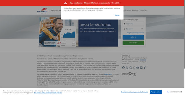 Security scan screenshot of https://es.ira.empower-retirement.com