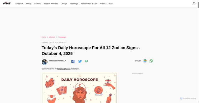 Security scan screenshot of https://www.idiva.com/lifestyle/astro/daily-horoscope-for-all-zodiac-signs-for-04-october-2025/18093897