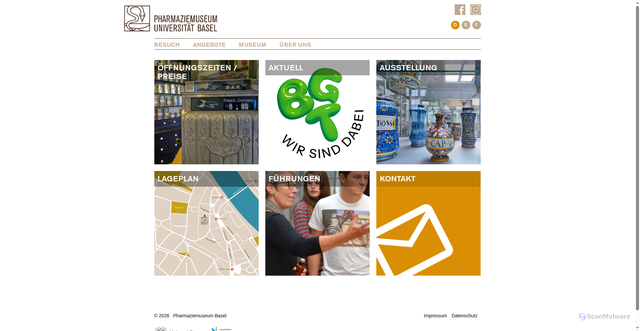 Security scan screenshot of https://www.pharmaziemuseum.unibas.ch
