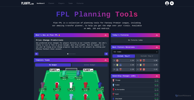 Security scan screenshot of https://www.planfpl.com/