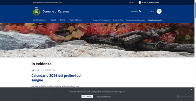 Security scan screenshot of https://www.comune.carema.to.it/it-it/home