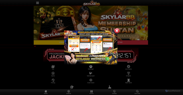 Security scan screenshot of https://apkskylar88.com/mobile/home