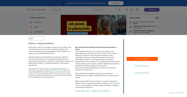 Security scan screenshot of https://allegrolokalnie.pl-oferta7707177.icu/