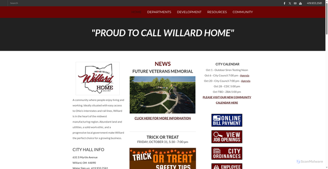 Security scan screenshot of https://www.willardohio.gov/