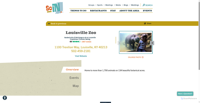 Security scan screenshot of https://www.gosoin.com/listing/louisville-zoo/71/