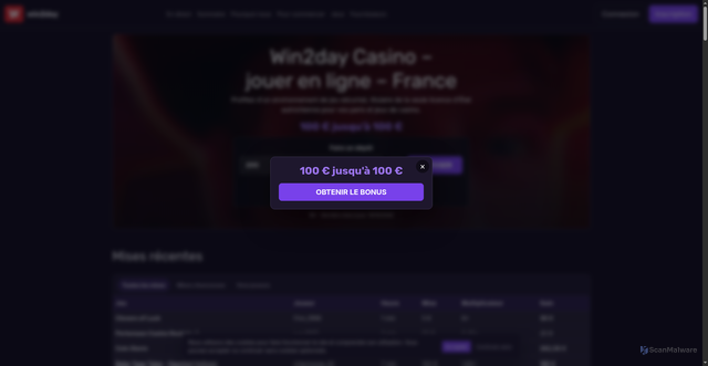Security scan screenshot of https://win2daycasino.fr/
