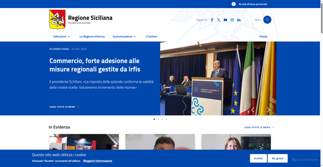 Security scan screenshot of http://www.regione.sicilia.it