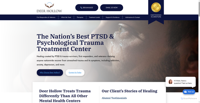 Security scan screenshot of https://deerhollowtraumarecovery.com/